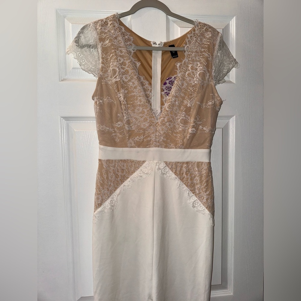 NWT White & Beige Lace Gown